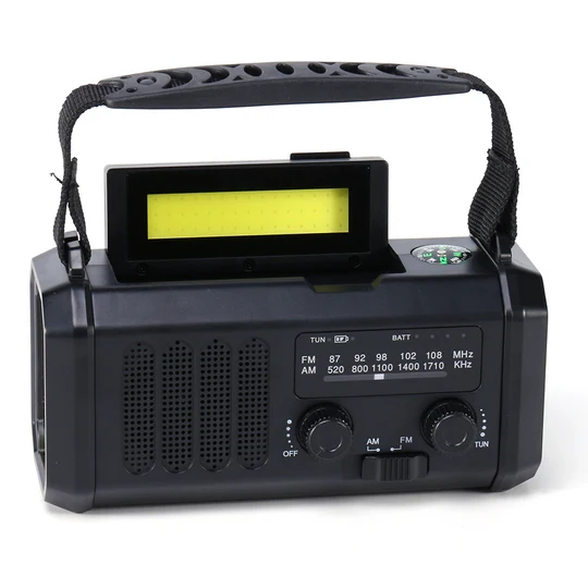 Nödradio 10 000 mAh – powerbank, ficklampa & vevgenerator